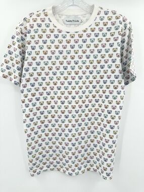Teddy Fresh Men's Pastel Teddy Bear Face T-Shirt Size Small